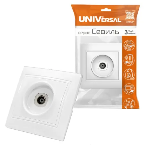Розетка телевизионная TV 1-м СП Севиль бел. UNIVersal С0027 фото 2