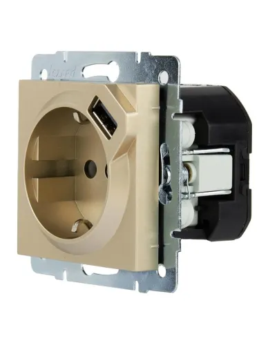 Розетка с заземл. + USB разъем VESNA зол. LEZARD 742-3688-181 фото 4