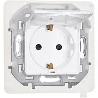 Розетка 1-м СП Inspiria 16А IP44 250В 2P+E защ. шторки с крышкой немецк. стандарт механизм бел. IEK 673740