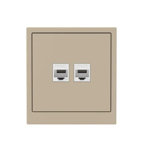 Розетка компьютерная 2-м KANT RJ45 кат.5E без шторки ванильн. марципан DKC 7015664 фото 6