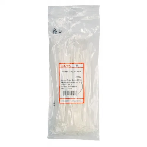 Хомут кабельный 3.6х200 полиамид бел. (уп.100шт) DKC 25214 фото 3