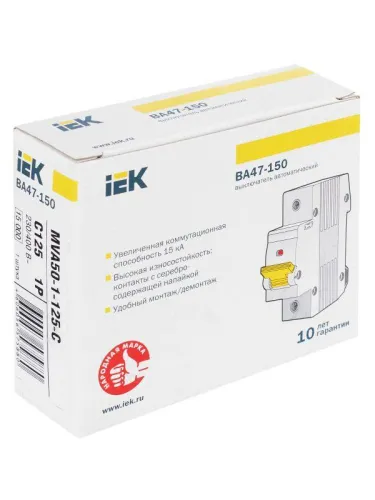 Выключатель автоматический модульный 1п C 125А 15кА ВА47-150 KARAT IEK MVA50-1-125-C фото 11