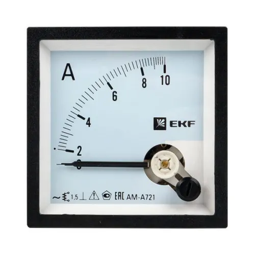 Амперметр аналоговый AM-A721 на панель 72х72 квадрат. вырез 10А прям. подкл. EKF am-a721-10/ama-721-10 фото 2