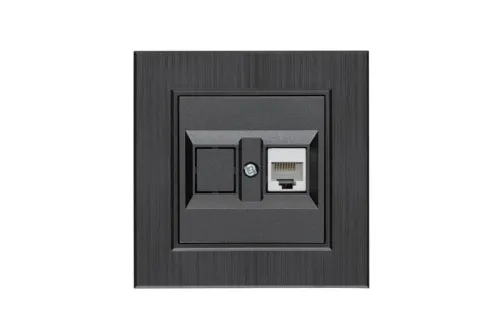 Розетка компьютерная CAT 5+гнездо Karea LINE STAR дым. металлик Makel 86050035