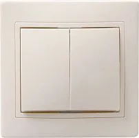 Выключатель 2-кл. 1п СП Кварта 10А IP20 ВС10-2-0-Км керамич. осн. крем. GENERICA EVK20-K33-10-K