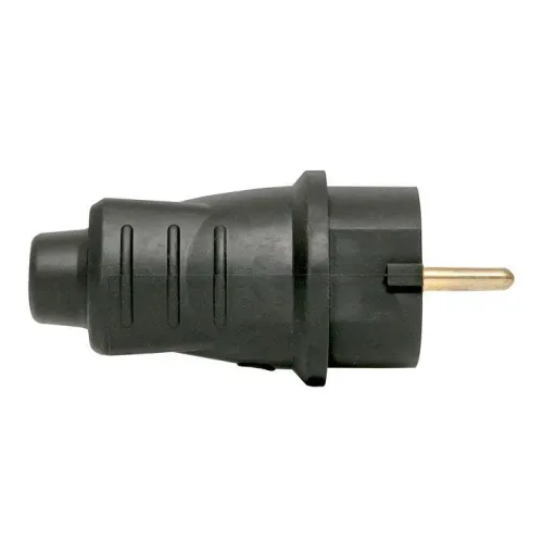 Вилка прямая 16А 2P+PE 230В IP44 каучук черн. EKF RPS-011-16-230-44 фото 3