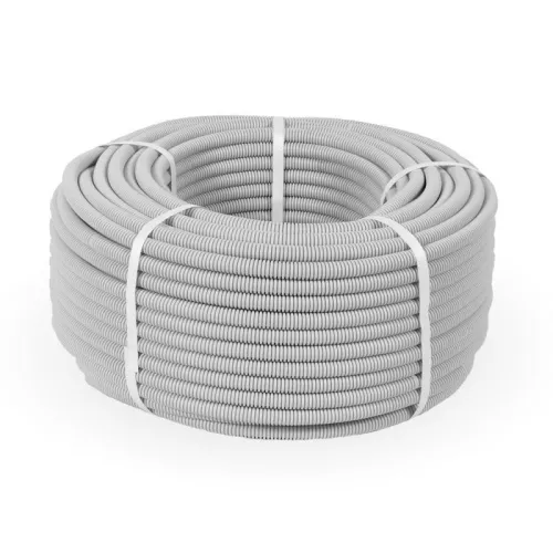 Труба гофрированная ПВХ d16мм с протяжкой сер. (уп.100м) Строитель PR.031600 фото 2