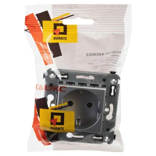 Розетка 1-м СП 2мод. Avanti "Закаленная сталь" 16А 2P+E защ. шторки сер. DKC 4404003 фото 4