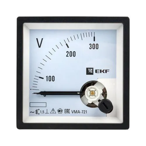 Вольтметр аналоговый VM-A721 на панель 72х72 (квадратный вырез) 300В прямое подкл. EKF vm-a721-300/vma-721-300 фото 2