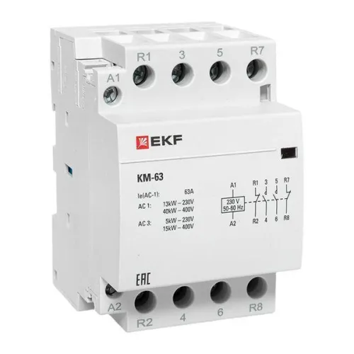 Контактор модульный КМ 63А 2NО+2NC (3 мод.) PROxima EKF km-3-63-22