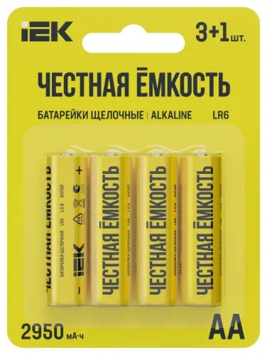 Элемент питания алкалиновый LR6/AA ПРОМО (блист.4шт) IEK ABT-LR06-OP-L04A