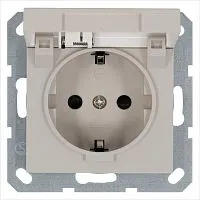 Розетка 1-м Shuko 16А IP20 с заземл. защ. шторки с крышкой механизм тауп Jasmart G5505T