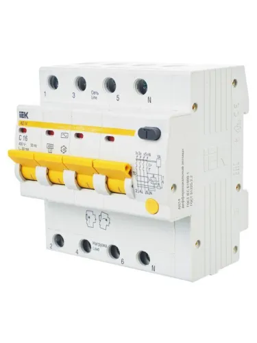 Выключатель автоматический дифференциального тока 4п C 16А 30мА тип AC 4.5кА АД-14 KARAT IEK MAD10-4-016-C-030 фото 9