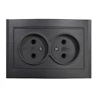 Розетка 2-м СП Бриллиант 16А IP20 без заземл. в сборе графит Universal 7947519-Gr