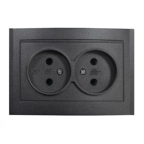 Розетка 2-м СП Бриллиант 16А IP20 без заземл. в сборе графит Universal 7947519-Gr