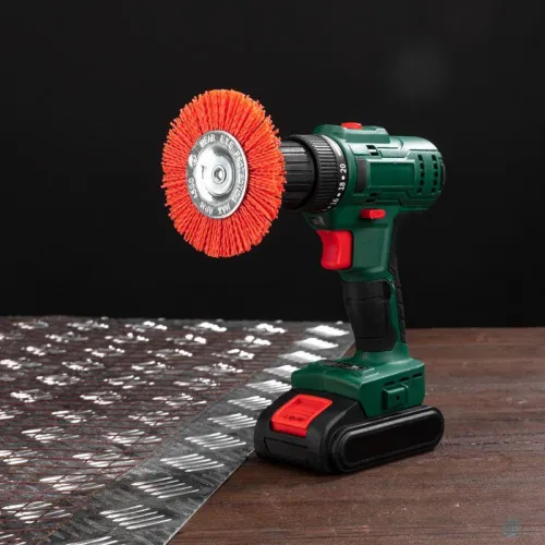 Щетка дисковая для дрели нейлоновая проволока с абразивным покрытием 100мм Kranz KR-91-1233 фото 5