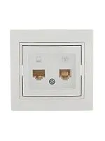 Розетка компьютерная + телефонная 2-м СП Mira RJ45 + RJ11 бел./бел. LEZARD 701-0202-143