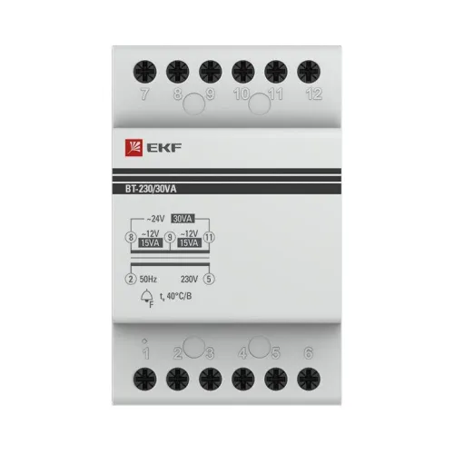 Трансформатор звонковый модульный BT-230В/12-12В 30ВА PROxima EKF bt-230/30va фото 4