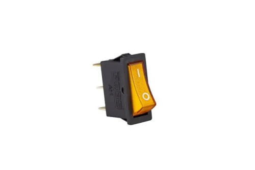 Выключатель в черн. корпусе желт. клавиша с подсветкой 1НО EMAS A21B1S11