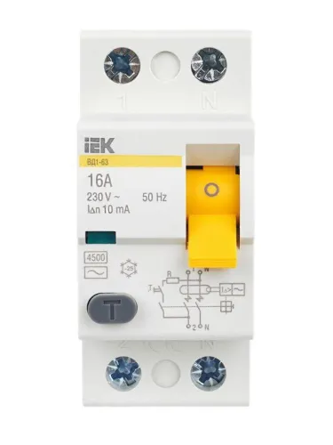 Выключатель дифференциального тока (УЗО) 2п 16А 10мА тип AC ВД1-63 KARAT IEK MDV10-2-016-010 фото 3