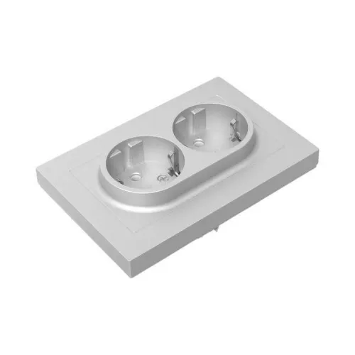 Розетка 2-м СП Эпика 16А с заземл. без защ. шторок с рамкой механизм алюм. EKF UP1-SOA-210 фото 6