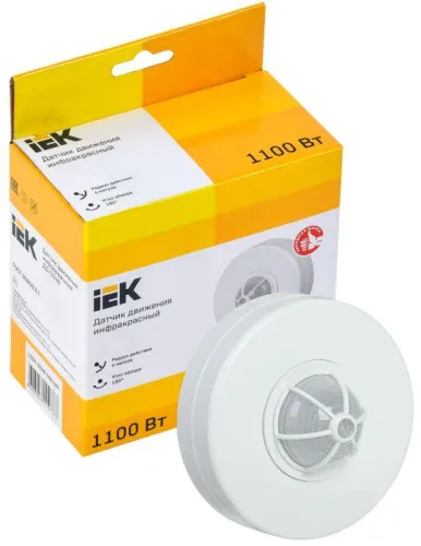 Детектор движения ДД 024В 1100Вт угол. обз. 180-360град. IP33 бел. IEK LDD11-024B-1100-001 фото 2