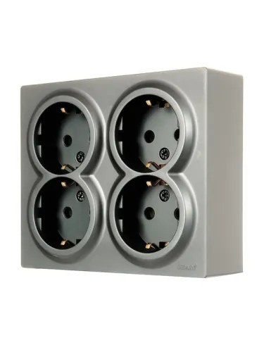 Розетка 4-мест. с заземл. LETO закрытый корпус ПБТ платина LEZARD 752-3500-127BDP фото 4