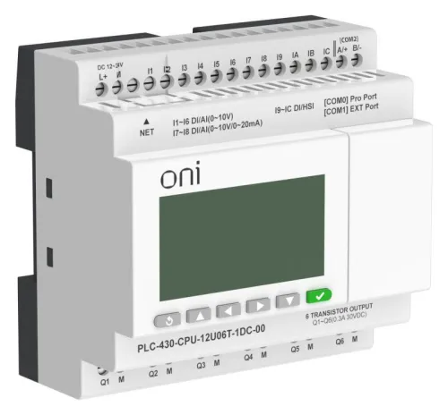Модуль ЦПУ ПЛК 430 4 DI 6 UI (0-10В/DI) 2 UI (0-10В/0-20мА/DI) 6 TO 24В DC с Ethernet портом с экраном ONI PLC-430-CPU-12U06T-1DC-00 фото 4