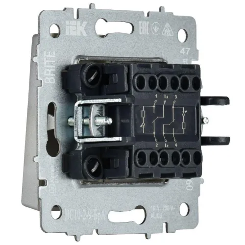 Выключатель 2-кл. BRITE 10А ВС10-2-9-БрА для отелей с индик. механизм алюм. IEK BR-V20-2-10-K47 фото 3