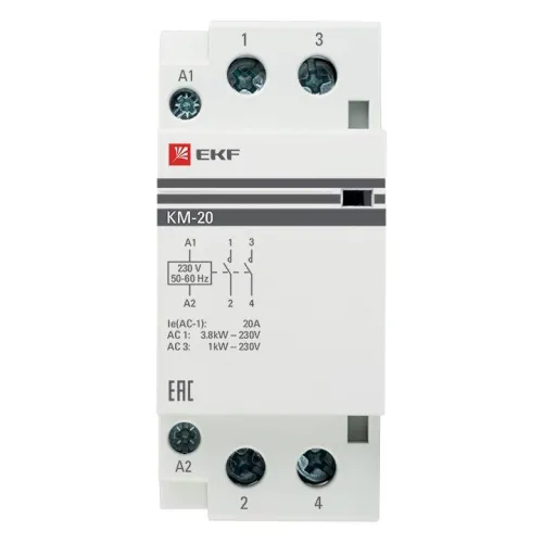 Контактор модульный КМ 20А 2NО (2 мод.) EKF km-2-20-20 фото 2