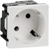 Розетка 2мод. 16А 250В 45град. с заземл. без защ. шторок винт. зажимы бел. ИЭК Leg 4521051