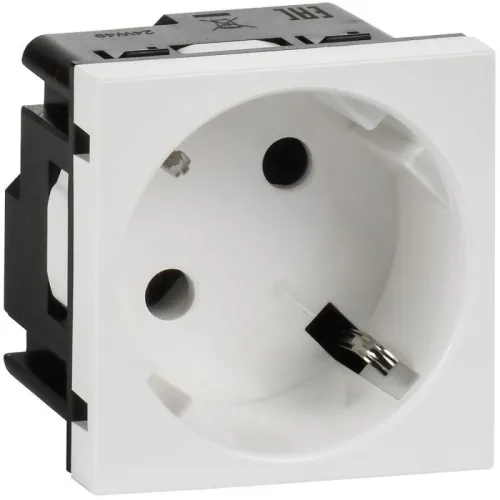 Розетка 2мод. 16А 250В 45град. с заземл. без защ. шторок винт. зажимы бел. ИЭК Leg 4521051