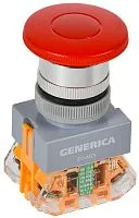Кнопка D7-MZS "Грибок" d22мм 1НО+1НЗ с фиксацией красн. GENERICA BBG50-11MZS-3-21-K04-G