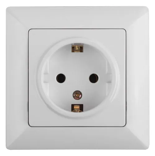 Розетка 1-м СП Solo 4-206-01 16А 250В IP20 2P+E Schuko с заземл. защ. шторки бел. Intro Б0053681