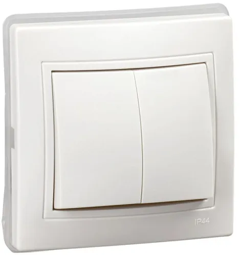 Выключатель 2-кл. СП Кварта ВС10-2-0-КБ-44 10А IP44 бел. GENERICA KV-V20-10-44-K01