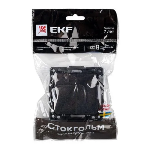 Выключатель 2-кл. Стокгольм 10А механизм черн. PROxima EKF EZV10-023-10 фото 7