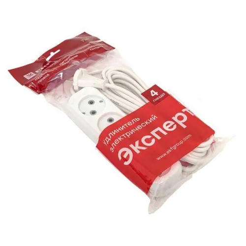 Удлинитель 4х5м без заземл. 10А IP20 Эксперт 2.2кВт ПВС 2х0.75 PROxima EKF UBA10-275-4-05 фото 3