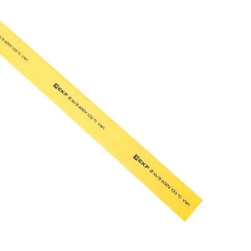 Трубка термоусадочная ТУТ нг 16/8 желт. (уп.100м) EKF tut-16-y фото 2