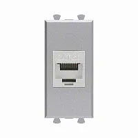 Розетка компьютерная 1мод. Avanti "Закаленная сталь" RJ45 кат.6A без шторок экранир. модульная механизм DKC 4404771