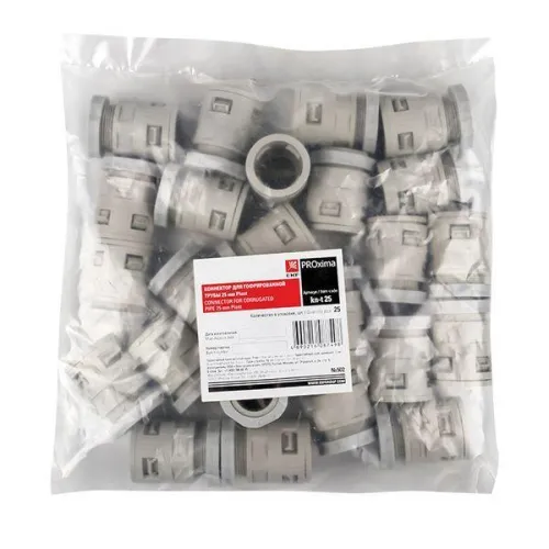 Коннектор для гофр. трубы 25мм (уп.25шт) Plast EKF kn-t-25 фото 5