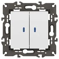 Выключатель 2-кл. Elegance 14-1105-01М 250В 10АХ с подсветкой матов. бел. Эра Б0065807