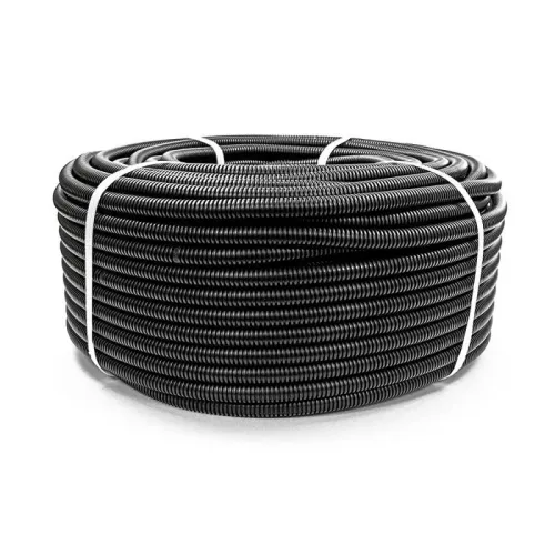 Труба гофрированная ПНД легкая d20мм с протяжкой 350 Н безгалоген. (HF) стойкая к УФ черн. (уп.100м) Промрукав 161557 фото 3