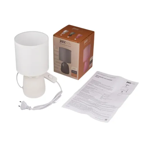 Светильник настольный JH2-02-wh E14 IP20 130х130х255мм керамика; ткань; PVC-пластик бел. JazzWay 5062313 фото 7