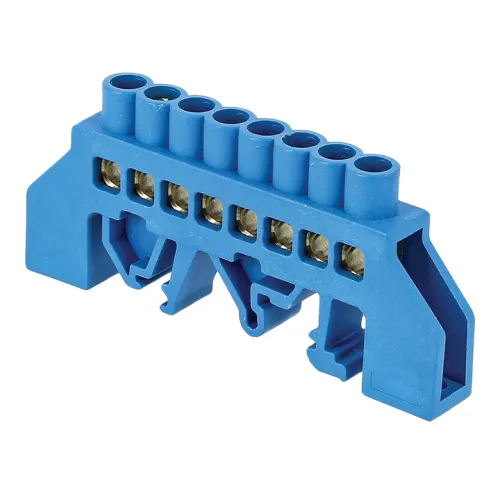 Шина нулевая N 8х12 8 отвер. латунь син. нейлоновый корпус комбинированный PROxima EKF sn0-125-8-dn фото 2