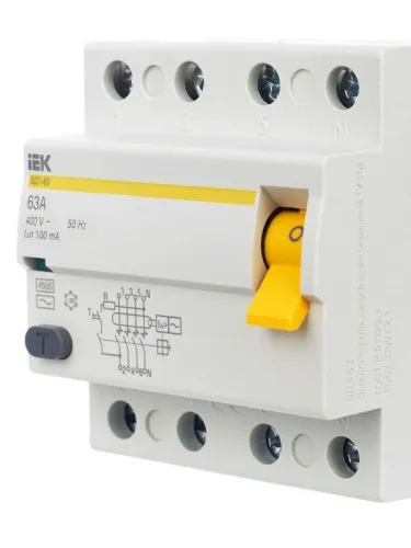 Выключатель дифференциального тока (УЗО) 4п 63А 100мА тип A ВД1-63 KARAT IEK MDV11-4-063-100 фото 11