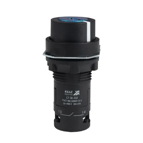 Переключатель 2 положения OptiSignal Compact D22 С7-SK-210 черн. с ключом 1НО XB7NG21 КЭАЗ 362141