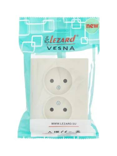 Розетка 2-м СП VESNA без заземл. ПБТ кремов. LEZARD 742-0300-128B фото 3