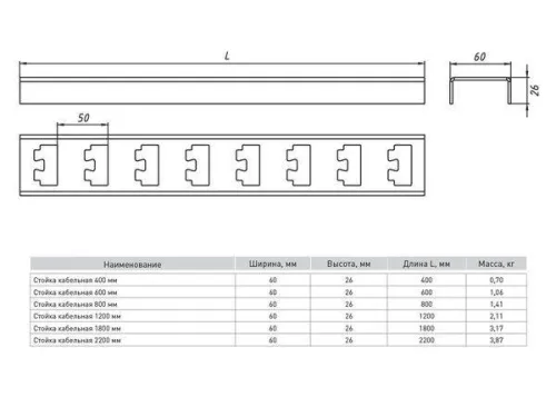 Стойка кабельная L600 2мм EKF sk600 фото 2
