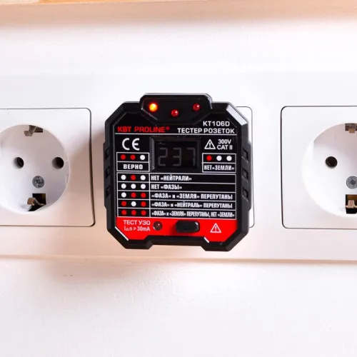 Тестер розеток и УЗО "PROLINE" KT 106D КВТ 79136 фото 2
