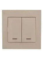 Выключатель 2-кл. СП Rain IP20 с подсветкой крем. LEZARD 703-0303-112